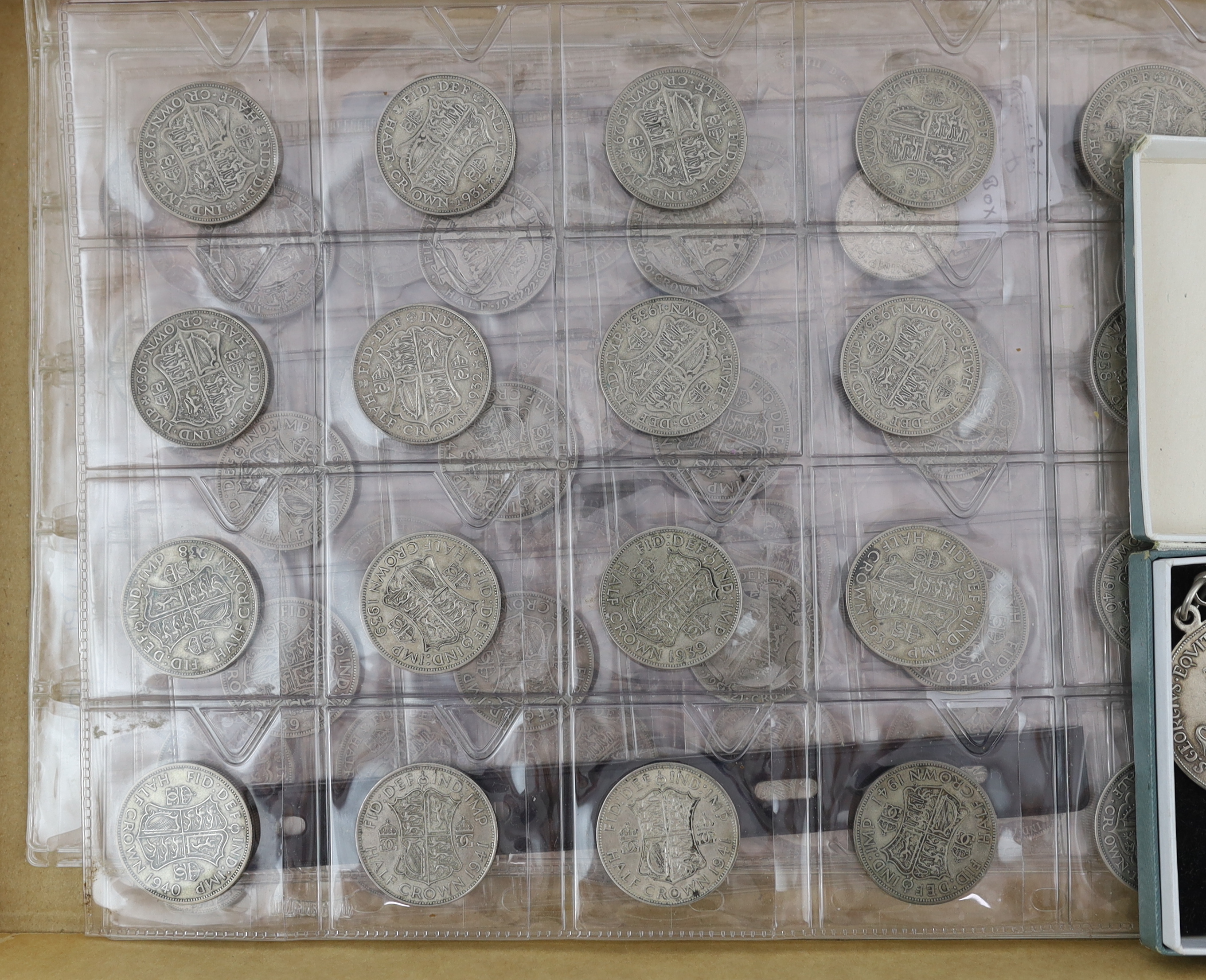 British and World coins, including a collection of Edward VI to George VI halfcrowns